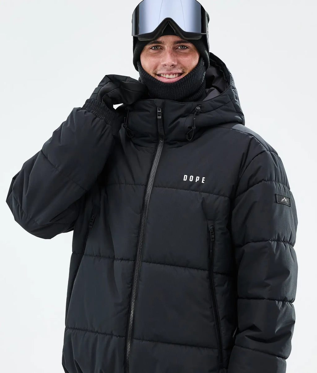Puffer Full Zip Snowboard Jacket Men Black