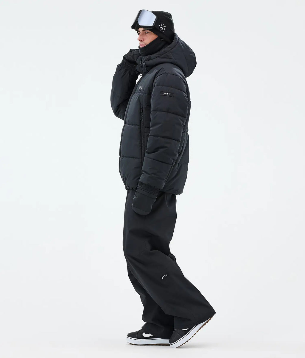 Puffer Full Zip Snowboard Jacket Men Black