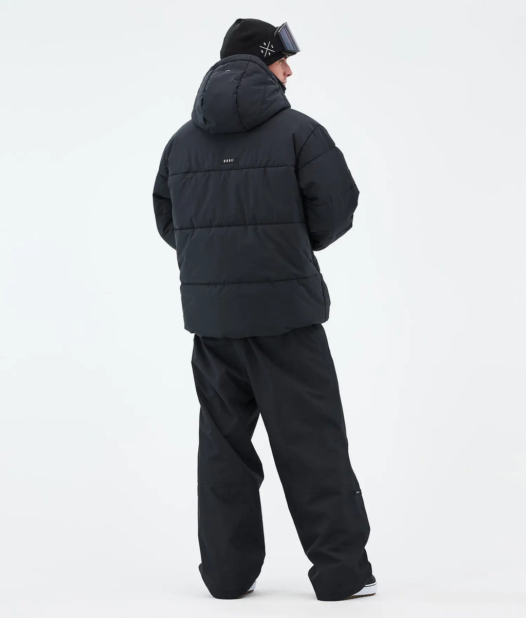 Puffer Full Zip Snowboard Jacket Men Black