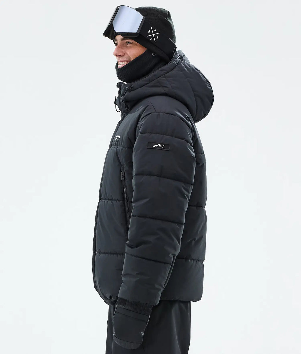 Puffer Full Zip Snowboard Jacket Men Black