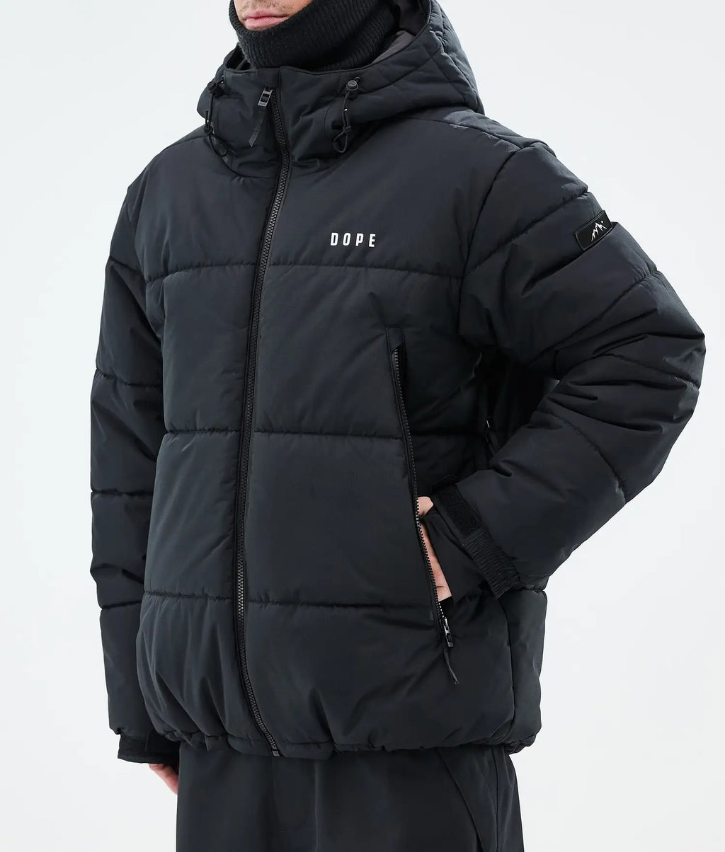 Puffer Full Zip Snowboard Jacket Men Black