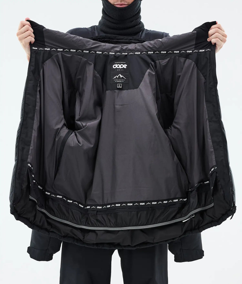 Puffer Full Zip Snowboard Jacket Men Black