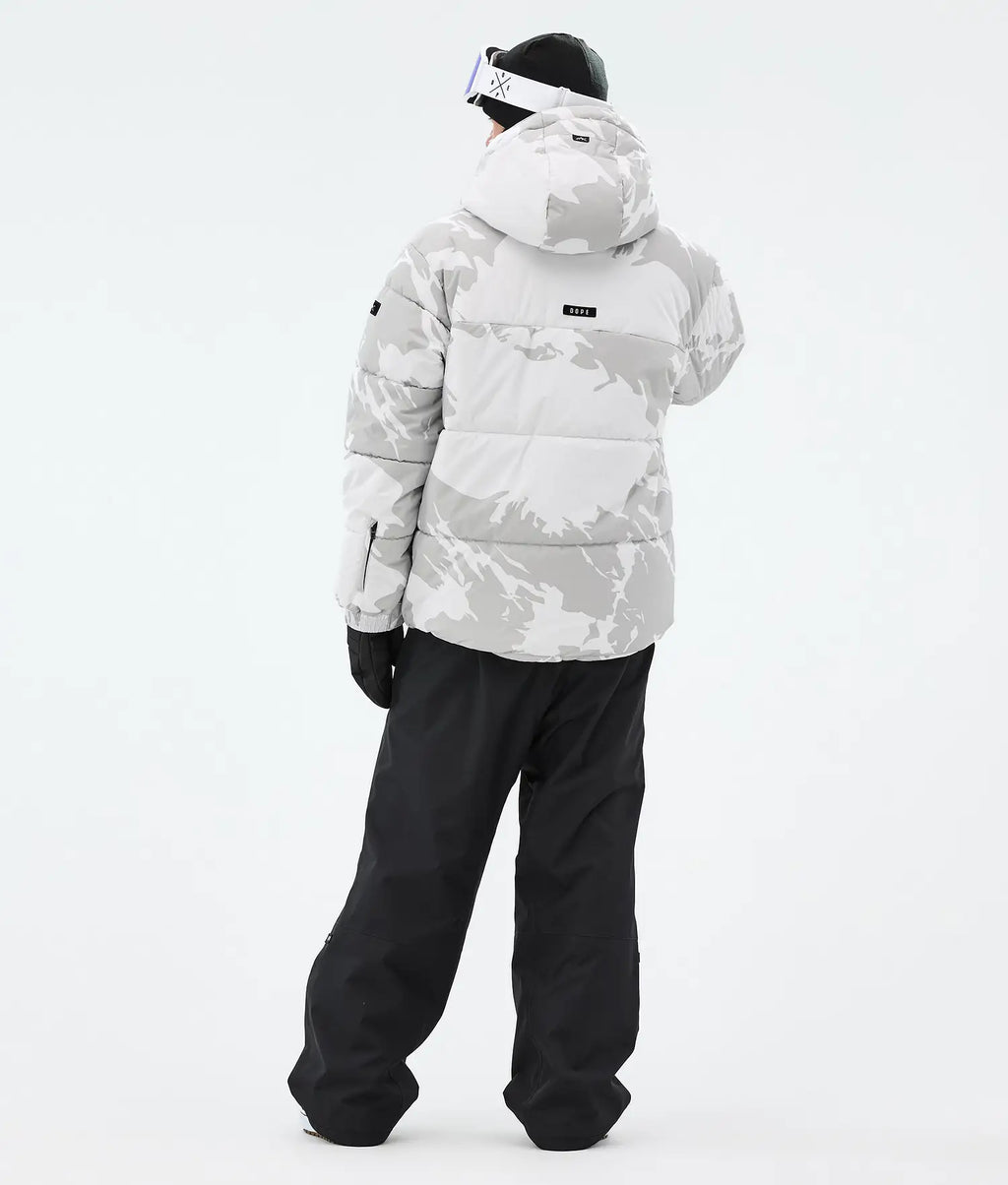 Puffer Full Zip Snowboard Jacket Men Grey Camo
