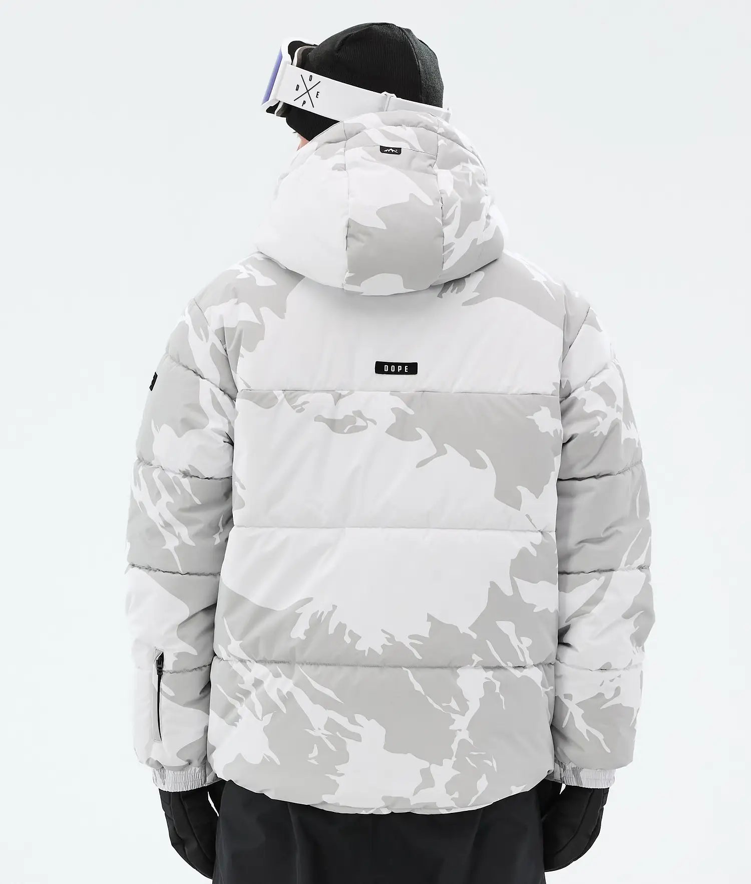 Puffer Full Zip Snowboard Jacket Men Grey Camo