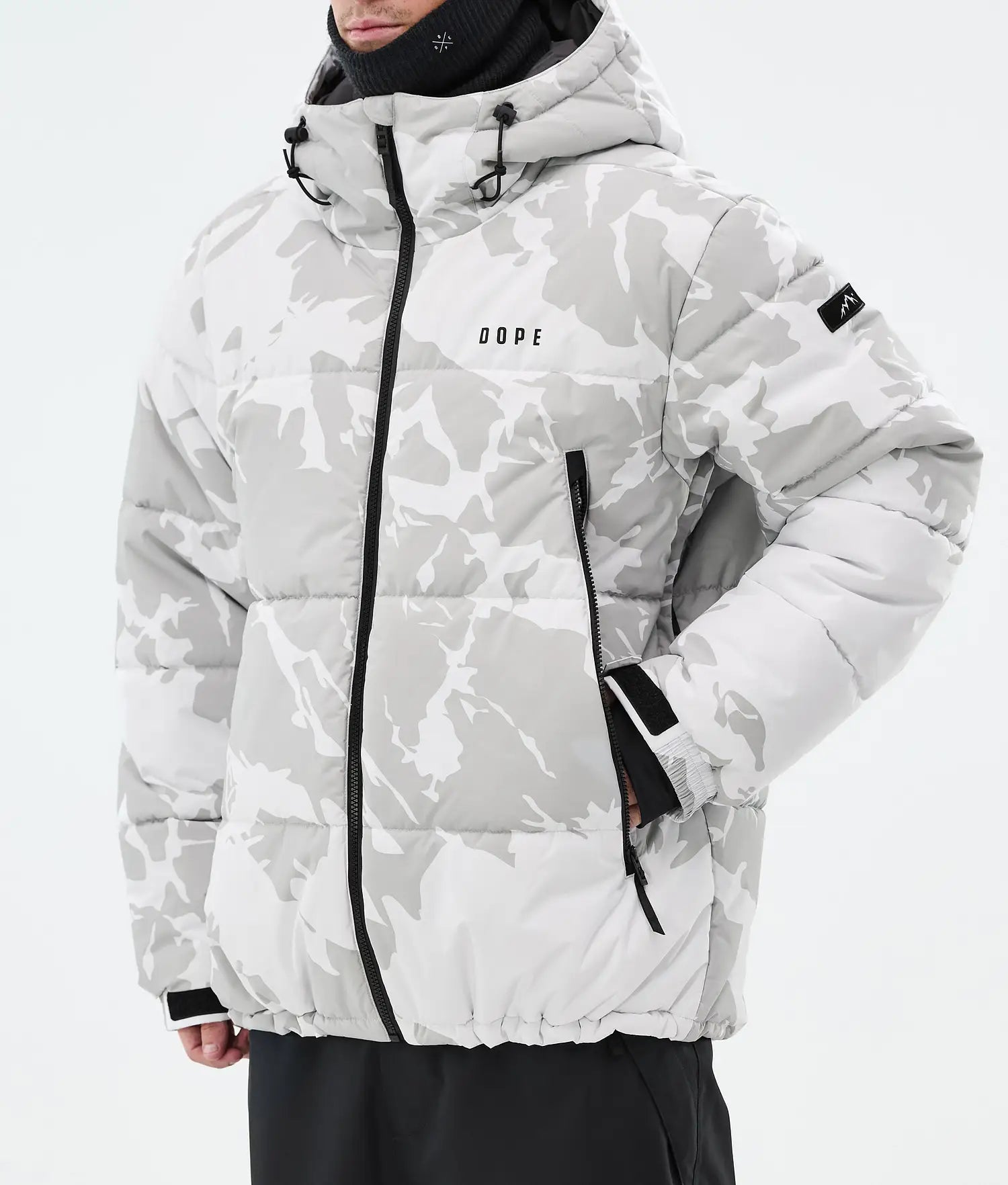 Puffer Full Zip Snowboard Jacket Men Grey Camo